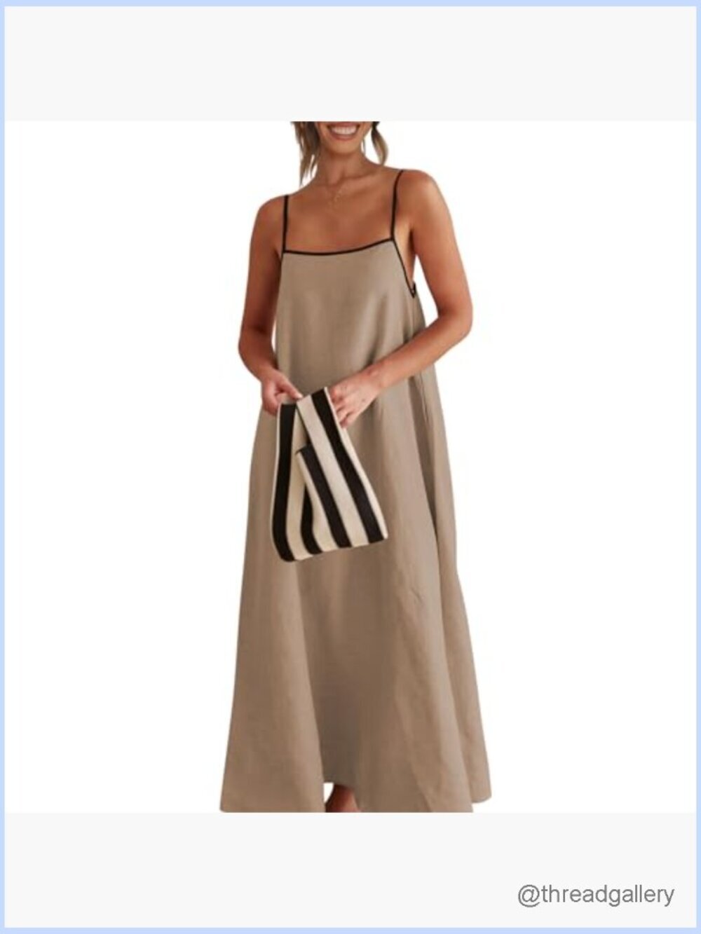 Linen Maxi Dress Spaghetti Strap Backless Casual Beach Party - Picture 5 of 7